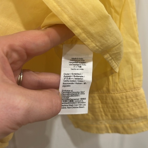 J. Crew Pintuck Lace-trim Top in Cotton Voile Pale Banana Yellow Size XXL - Picture 6 of 8